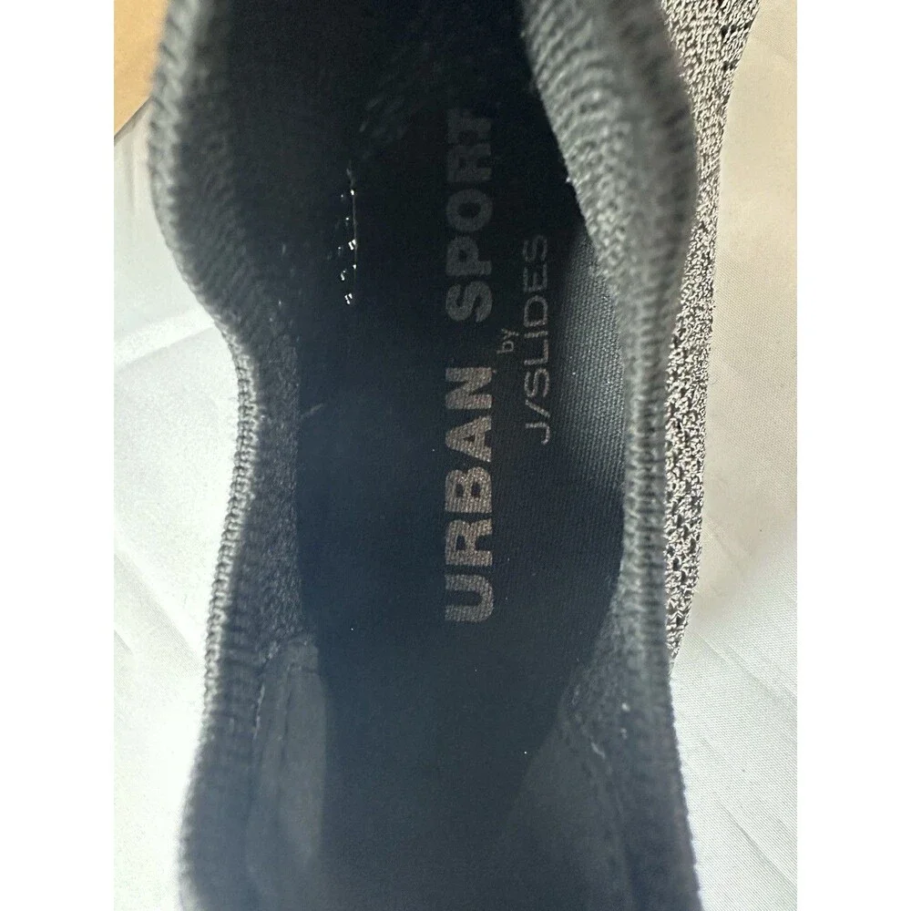 J Slides Oren Knit Slip On Sneakers Black Silver Women’s Size 6
